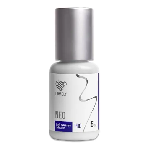 LOVELY NEO pegamento de pestañas, 5ml negro - pegamento liquido y rapido, tiempo de secado INMEDIATO - 8 semanas de adhesion - muy elastico, muy fuerte - para extensiones de pestañas profesionales