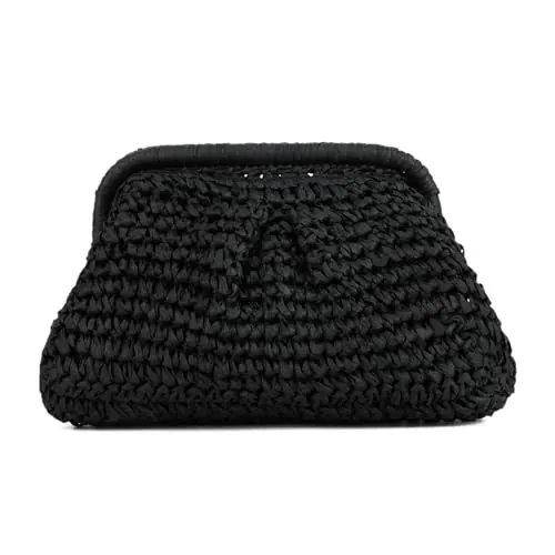 EVEOUT Clutch de Paja para Mujer Bolso de Boda con Cadena y Bolsa Bandolera para Fiesta y Vacaciones en Playa