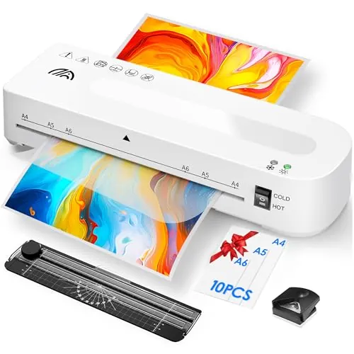 MAXDONE Plastificadora A4 Frío/Calor - Máquina de Plastificar con 10 Fundas