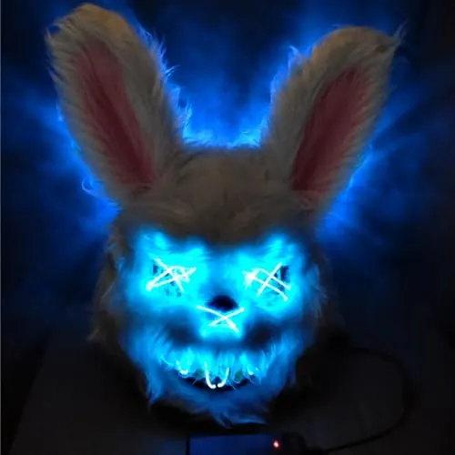 TK Gruppe Timo Klingler Máscara de conejo de terror LED espeluznante - como de Purge, controlable, cara luminosa, para Halloween, carnaval y fiestas de disfraces como disfraz para hombres y mujeres