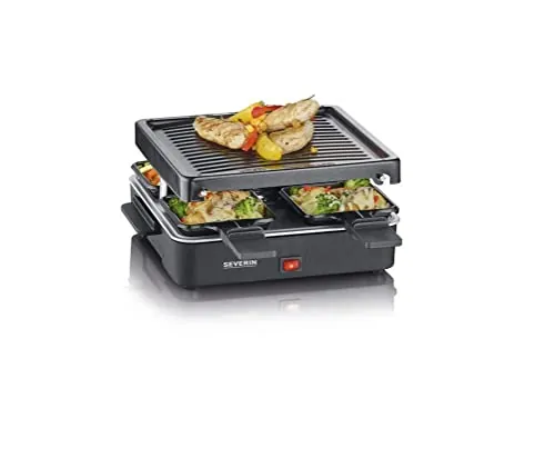 SEVERIN Mini Raclette con parrilla antiadherente de 21 x 21 cm, 600 W, Dimensiones: 26 x 22.5 x 11 cm, Negro RG 2370