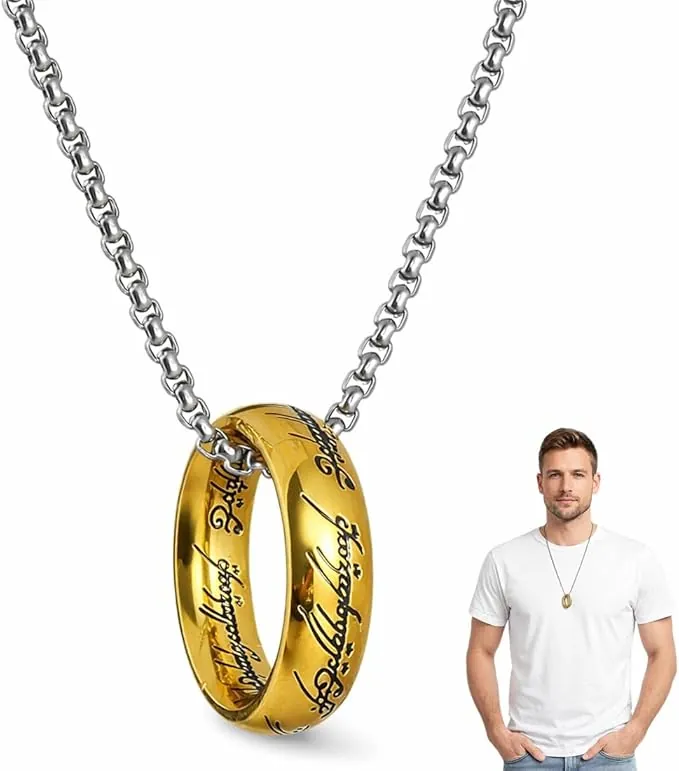 1 Para Anillo Señor De Los Anillos,Anillo De Tungsteno 19Mm Sencillo En Y 60Cm