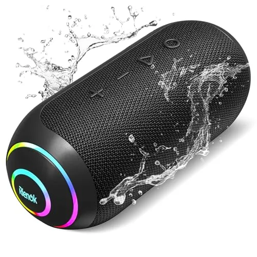 RIENOK S4 Max Altavoz Bluetooth 40W Portátil Potente Impermeable IPX7 | Tweeter y Woofer Graves Hi-Fi 5200mAh 30H Emparejamiento Estéreo, Luz RGB, Bluetooth 5.3 Apoya Tarjeta TF AUX