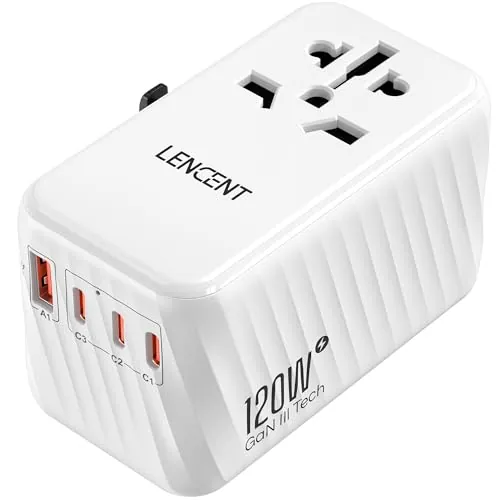LENCENT Adaptador Enchufe Universal GAN 120W, Cargador Internacional