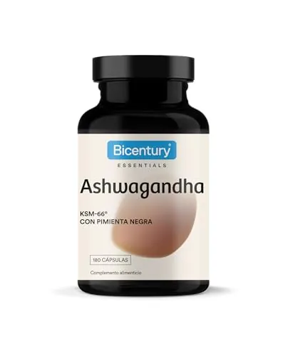 Bicentury Ashwagandha 625mg – Complemento alimenticio con extracto seco de KSM-66 y pimienta negra, 180 cápsulas | Duración 6 meses