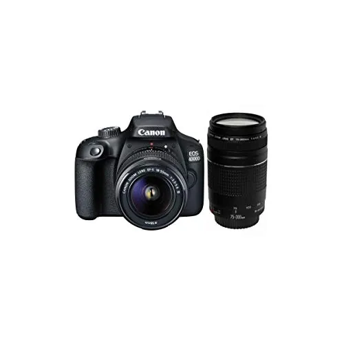 Canon EOS 4000D + 18-55 DC + 75-300 Cuerpo de la cámara digital SLR Negro - (18 MP, 5184 x 3456 Pixeles, Full HD, 436 g, Negro)