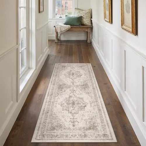 HUGEAR Alfombra Pasillo Beige Lavables en Lavadora 60x180cm