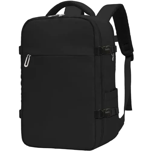 ZHXX para Equipaje de Mano Ryanair 40x30x20, Mochila para Equipaje de Mano de avión – Compatible con 40x30x20, con Compartimento para portátil, para Mujeres y Hombres., Negro, 55x40x20cm, Clásico