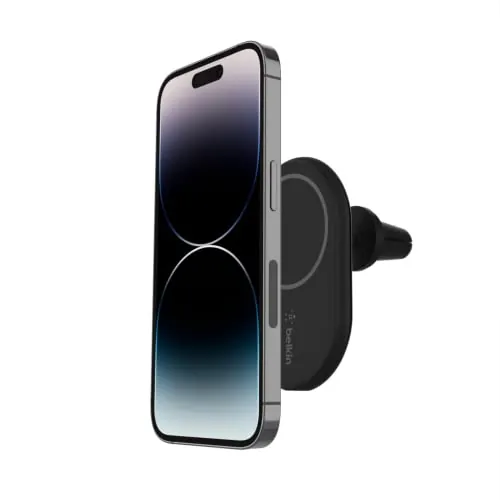 Belkin BoostCharge Cargador Magnético para coche con soporte, Compatible con Smartphones con MagSafe, la serie iPhone 17, iPhone Air, iPhone 16, Pixelsnap (cable incluidos)