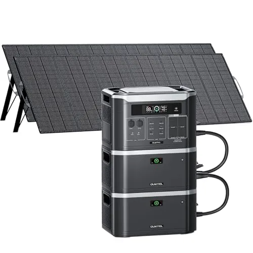 OUKITEL 6144Wh Generador Solar con 2 Panel 500W, 3200W Estación de Energía Portátil, Ampliable Hasta 16 kWh, Batería LiFePO4, APP, 14 Puertos, Power Station para Camping y Emergencia