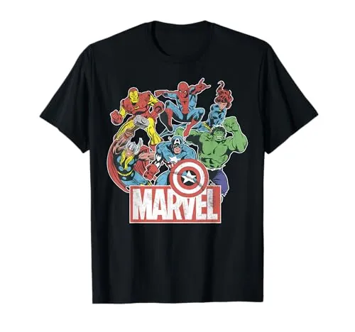 Marvel Avengers Team Retro Comic Vintage Camiseta