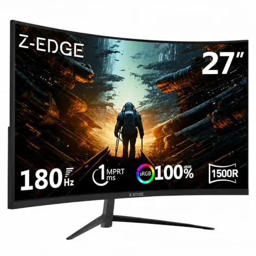 Z-Edge Monitor Gaming Curvo 27 Plugadas FHD 180Hz 1ms VA 1500R FreeSync