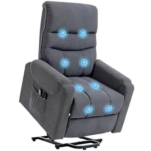 HOMCOM Sillón Relax Reclinable Eléctrico Levanta Personas Masaje Gris