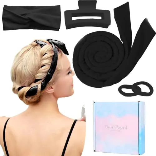 Rizador Sin Calor para Cabello Largo, Terciopelo, Con Clip y Cinta para Hacer Ondas y Diadema de pelo∕edi