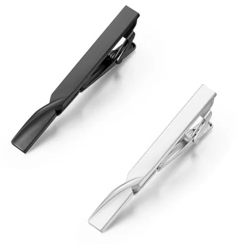 SWYZOR 2 Piezas Pasador de Corbata, Hombre Clip Corbata,Clip de Corbata Clásicos, Pasadores de Corbata para Negocio, para Reunión de Negocios de Boda, Mejor Regalo para Esposo y Padre