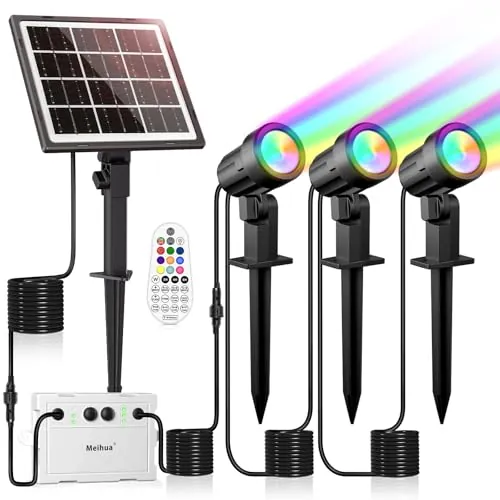 MEIHUA Luces Solares LED Exterior RGB Con Control Remoto 10 Colores 5000MAH