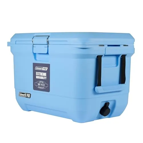 Coleman Pro - Enfriador Duro Aislado Resistente con Asas | Capacidad de 42.5 L | Mantiene el Hielo Durante 4 días | Aislamiento Completo de Espuma | Caja de Hielo portátil Grande y Duradera para Uso