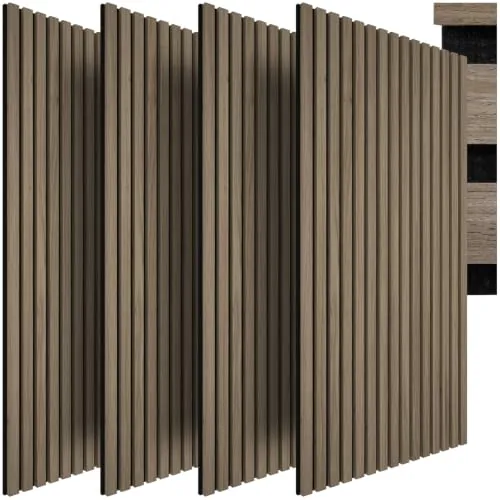 tectake® Paneles Acústicos, 110 X 50 Cm, Chapa de Madera Auténtica, 3D