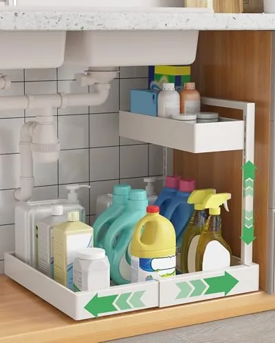 UMDONX Organizador de fregadero de cocina de 2 pisos