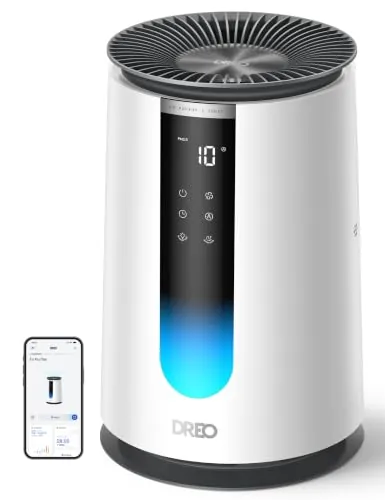 DREO purificador de aire 338S para dormitorios, CADR de 195 m³/h, filtro HEPA 3 en 1, 4 modos, 4 velocidades, AQI, sensor PM2.5, modo automático, almohada aromática, Wi-Fi, Alexa y control voz