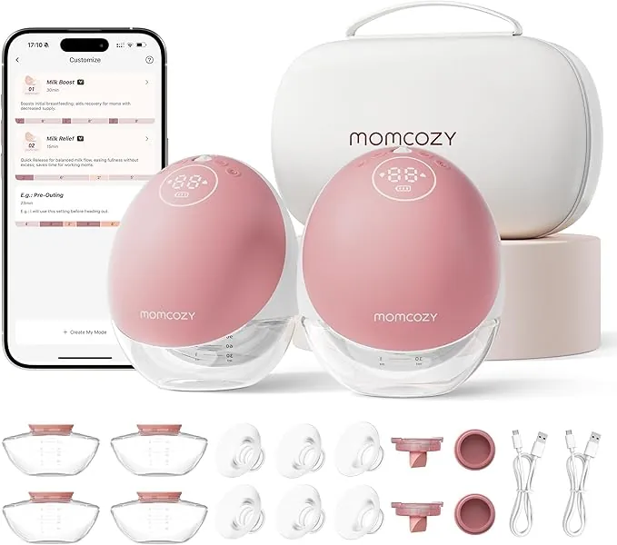Momcozy Sacaleches Manos Libres Mobile Flow | M9 Mejorado, Eléctrico y Controlado por App, Múltiples Modos & 15 Niveles, Sacaleches Portátil, 24 mm
