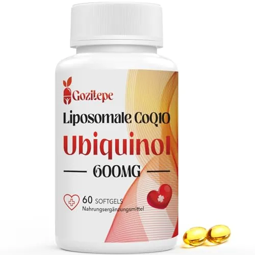 Liposomales Coenzima Q10 Ubiquinol 600 mg hochdosiert, 60 mini cápsulas blandas, 2 por porción, 300 mg reines Q10 (Ubiquinol) pro softgel (60 unidad (Paquete de 1))
