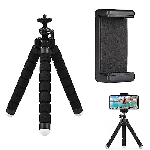 Trípode Móvil Flexible,Mini Portátil con Soporte,Cabeza Esférica Giratoria,Mini Trípode Pulpo,Rotación De 360° Flexible Clip,Compatible con Celulares/Cámara Digital Pequeña,Kiuiom