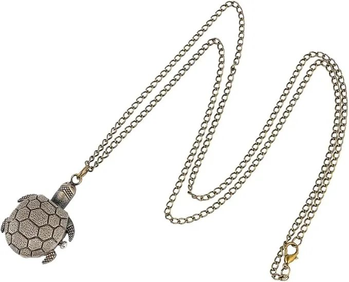 CALLARON Reloj Retro Colgante de Tortuga Reloj de Bolsillo Creativo Aleación de Zinc Diseño Vintage para Hombres y Mujeres Joyería Portátil para Ocasiones Obsequios