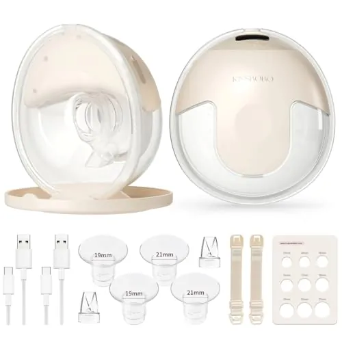 KISSBOBO K5 Sacaleches electricos doble,19 niveles 4 modos, 280mmHg fuerte potencia de succión sacaleches manos libres, indoloro saca leche materna electrico(Beige 2 Piezas)