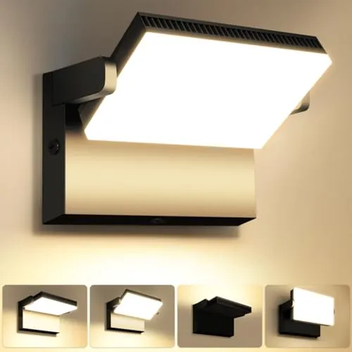 Kingwen Aplique Pared Exterior LED 120W,14000lm,3000K,IP65,360°,Negro