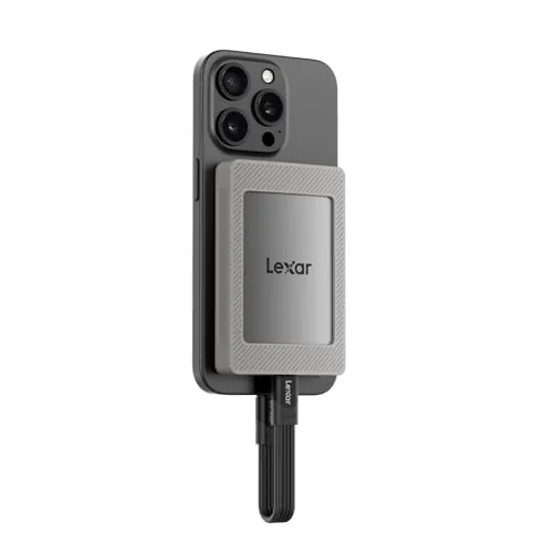 Lexar ES4 SSD Portátil con Juego Magnético de 1 TB, SSD Externo USB 3.2 Gen 2, hasta 1050 MB/s de Lectura, Compatible con iPhone 15/16, PC, Mac, Portátiles Tipo C, Tabletas, PS5, PS4