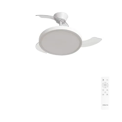 CREATE / WIND CLEAR STUDIO S/Ventilador de techo con luz blanco con mando / 40W, Temporizador, Ø 91 cm, 6 velocidades, aspas retráctiles, 3 temperaturas de luz, función verano-invierno