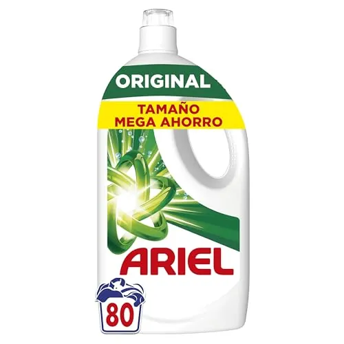 Ariel Detergente Lavadora Liquido 80 Lavados, Original, Jabon Limpieza Mejorada en Ciclos Mas Frios con la Exclusiva Tecnologia de limpieza en Frio