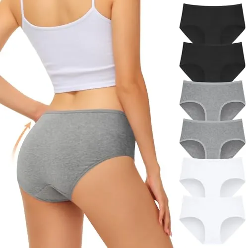 FALARY Bragas Algodon Cintura Media Algodón Suave Cómodo 6 Pack Slips M | Sin CompresióN Culotte,Gran Elasticidad Para Curvas,No Aprieta Vientre Ni Caderas,Algodón Resistente,Combina Como Quieras