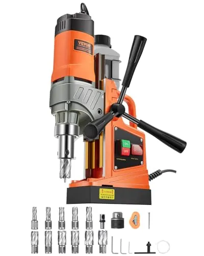 VEVOR Taladro Magnético 1450 W Taladro Prensa Portátil 12500N Velocidad continua de 850 rpm Diámetro del Orificio de Broca Central de 40 mm Profundidad de Perforación de 50 mm Taladro Electromagnético