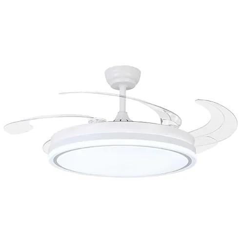 BEL AIR HOME - Ventilador de Techo ASGARD - Motor DC Silencioso - Aspas Desplegables 108CM - Luz LED 36W 3 Temperaturas - Mando a Distancia - Modo Invierno - Blanco (XL BLANCO)