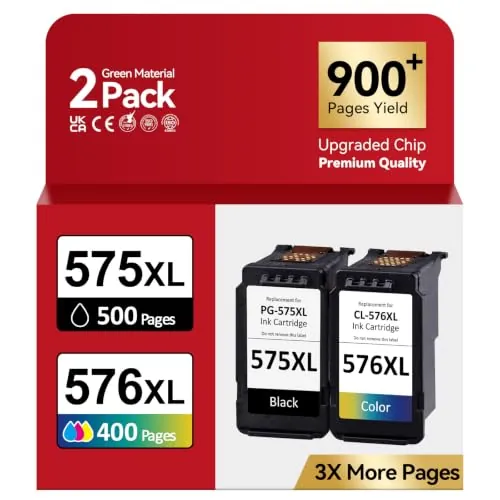 Tinta 575 576 XL, Cartuchos PG-575 CL-576 XL Reemplazo para Cartuchos Tinta Canon 575 576, Cartuchos 575 576 XL Negro & Tricolor para Impresoras Pixma TS3550i TS3551i TS3750i TR4750i TR4751i