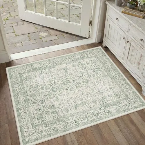 HUGEAR Felpudo Entrada Casa Alfombra 60x90cm Verde Tapete