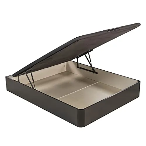 What The Sleep | Canapé Abatible de Madera Gran Capacidad | 135x190 | Montaje y Retirada Usado Incluido | Negro | 32 cm | Apto Todos Colchones | Esquinas Delanteras Redondeadas | Storage Bed