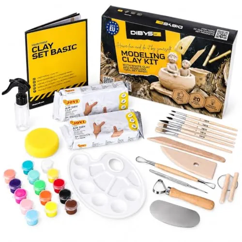DIBYS Kit Arcilla Secado al Aire Blanca 1 kg, Kit Cerámica Fría Adultos
