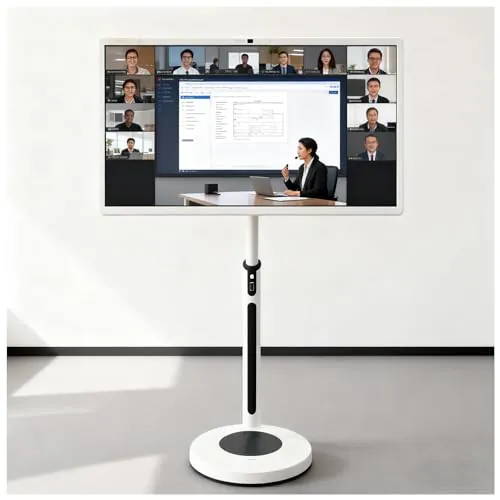 21,5/24/27/32 Pulgadas Pantalla Inteligente Portátil,Monitor Giratorio 1080p/4k Tv Con Pantalla Táctil Móvil,Tv Inalámbrica Con Pantalla Táctil Sobre Ruedas,Batería Incorporada 32IN-8+128GB(4K)