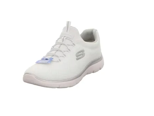 Skechers Mujer Summits Artistry Chic Zapatillas, White Mesh/Silver & Gray Trim, 38 EU