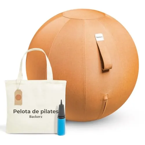 Backerz Pelota Silla Escritorio - Pelota de Pilates para Oficina, Gimnasia, Yoga, y Fitness Pelota Embarazada Antideslizante Fitball y Anti-Burst Tela Duradera Silla Oficina, 65CM - Naranja