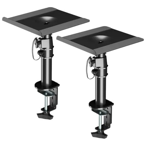 suptek Soporte Altavoces Escritorio, Soporte Universal para Monitores de Estudio y Altavoces de Estantería, Inclinable y Orientable, Paquete de 2, Máx. 15KG, Negro (SDM001B)