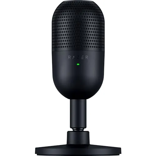 Razer Seiren V3 Mini - Micrófono USB ultracompacto - micrófono de condensador de 14mm (patrón de captación supercardioide, sensor Tap-to-Mute con indicador LED, amortiguador incorporado) Negro