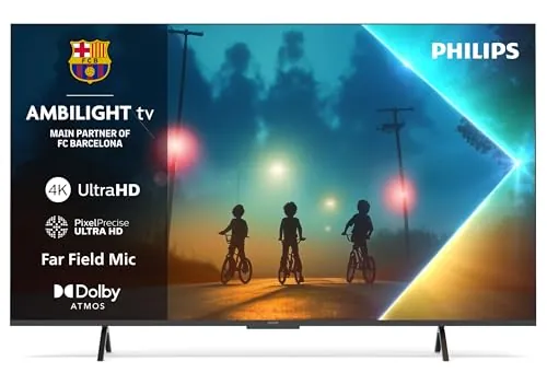 Philips Ambilight 65PUS8200 4K LED Smart TV - Pantalla de 65 Pulgadas con Plataforma Titan OS, Pixel Precise Ultra HD y Sonido Dolby Atmos - Funciona con Alexa y con el Asistente de Voz de Google