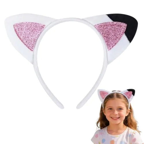 MKEAWWU MKEWUU Diadema 1 Pieza Diadema Con Orejas De Gato En Blanco, Decoración Para Fiesta Niña, Tamaño Estándar