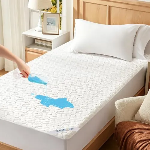 BEDLORE Protector Colchón 90x190 Impermeable Fibra Bambú(Blanco)