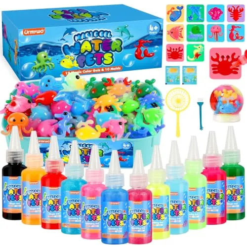 URMYWO Aqua Gelz, 3D Magic Water Elf Kit con 12 Geles y 10 Moldes para Manualidades Niños Creativas, Juguetes DIY, Juegos Educativos y Regalo Original para Niños y Niñas a partir de 3 Años