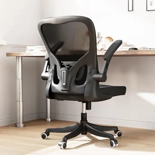 Monhey Silla de Oficina Ergonómica con Soporte Lumbar, Altura Ajustable, Brazos Abatibles 2D, Malla Negra Transpirable, Silla de Escritorio Cómoda para el Hogar, Oficina, Estudio y Juegos.